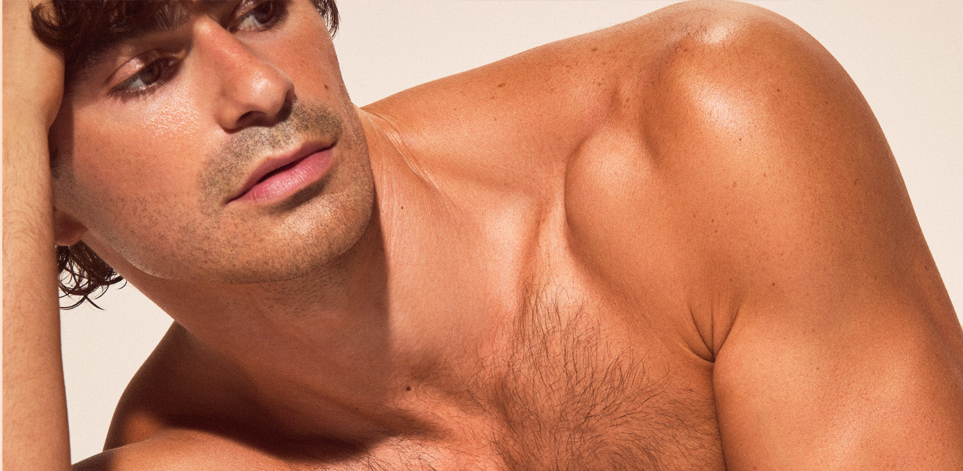 man with glowing skin
